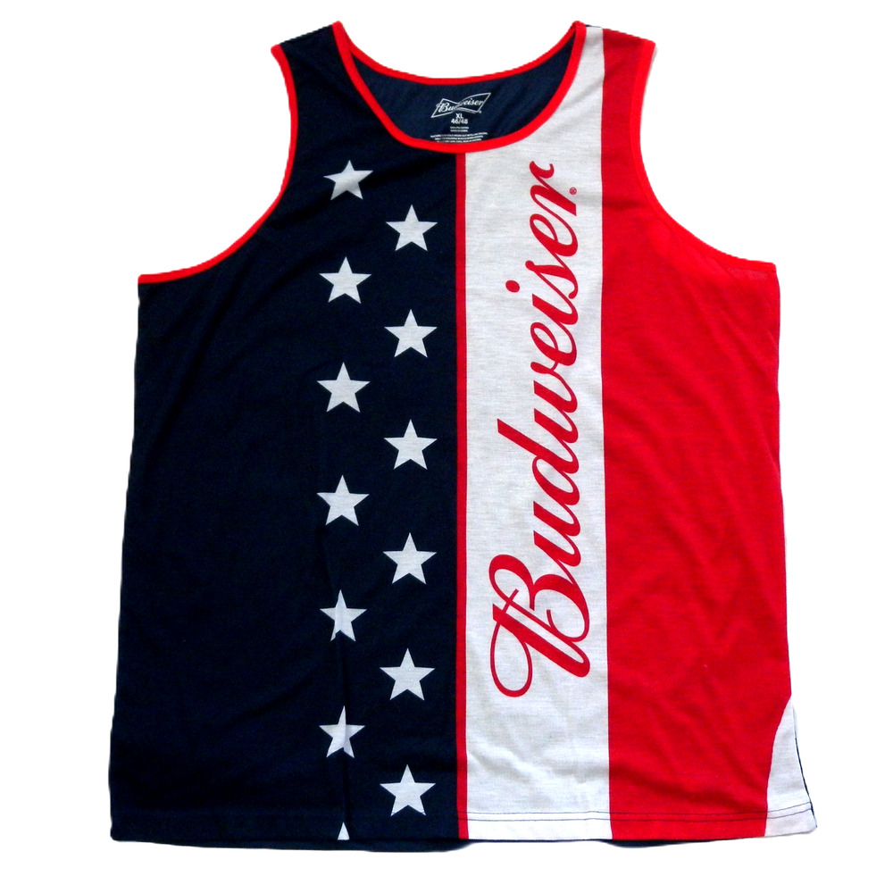 Budweiser Tank Top Patriotic American Flag All Over Print Men's XL 46/48